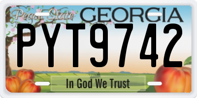 GA license plate PYT9742
