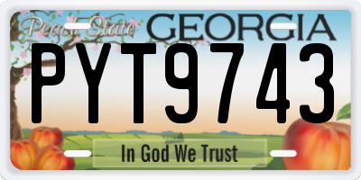 GA license plate PYT9743