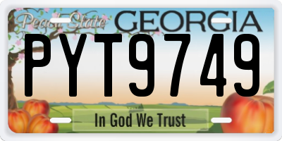 GA license plate PYT9749