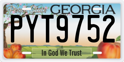 GA license plate PYT9752