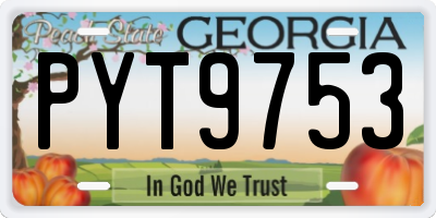 GA license plate PYT9753