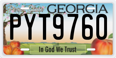 GA license plate PYT9760