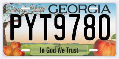 GA license plate PYT9780