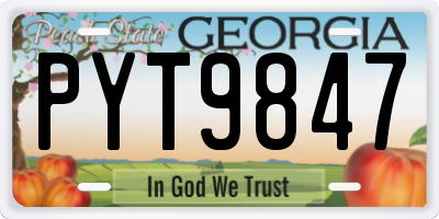 GA license plate PYT9847
