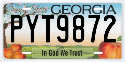 GA license plate PYT9872