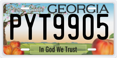 GA license plate PYT9905