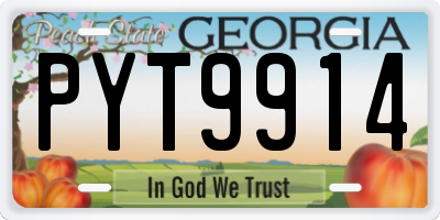 GA license plate PYT9914