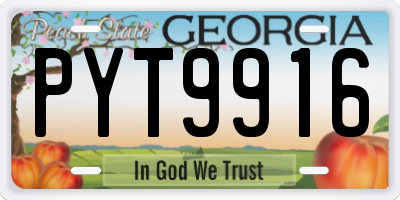 GA license plate PYT9916