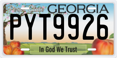 GA license plate PYT9926