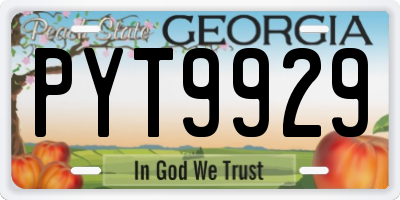 GA license plate PYT9929