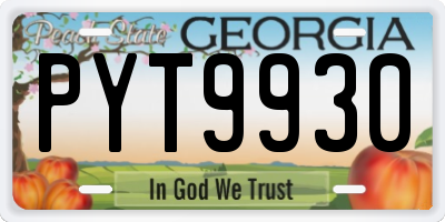 GA license plate PYT9930