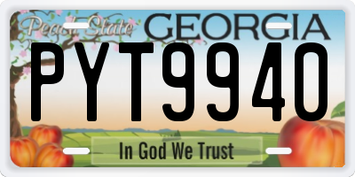 GA license plate PYT9940
