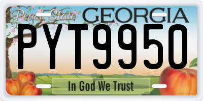 GA license plate PYT9950