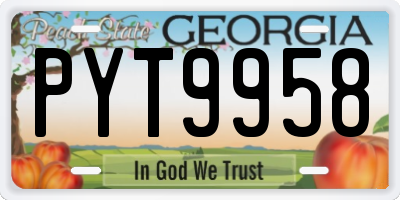 GA license plate PYT9958