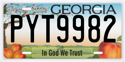 GA license plate PYT9982