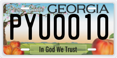 GA license plate PYU0010