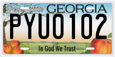 GA license plate PYU0102