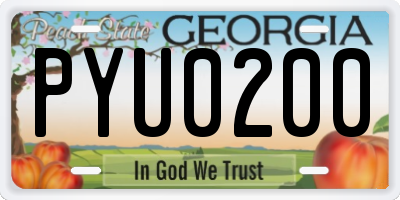 GA license plate PYU0200