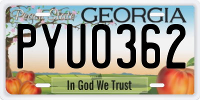 GA license plate PYU0362