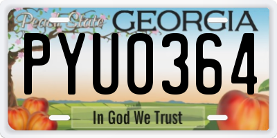 GA license plate PYU0364