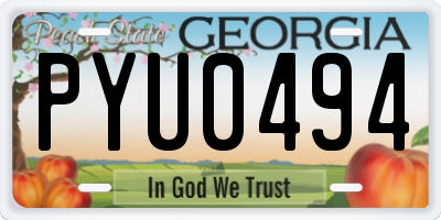 GA license plate PYU0494