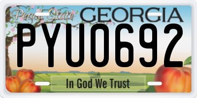 GA license plate PYU0692