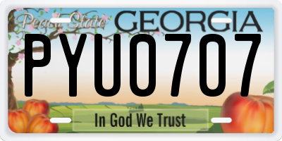 GA license plate PYU0707