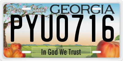 GA license plate PYU0716