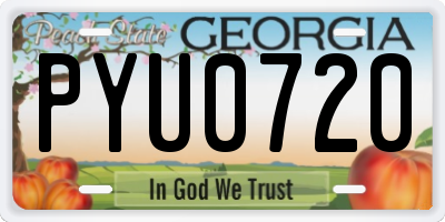 GA license plate PYU0720