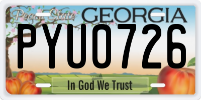 GA license plate PYU0726