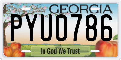 GA license plate PYU0786