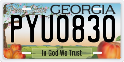 GA license plate PYU0830