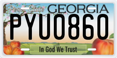 GA license plate PYU0860