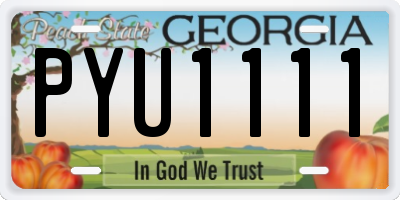 GA license plate PYU1111