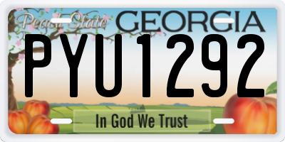 GA license plate PYU1292