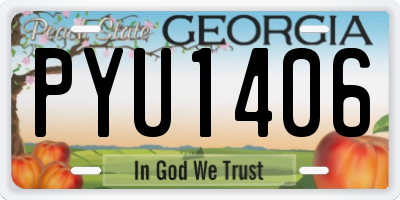 GA license plate PYU1406