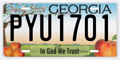 GA license plate PYU1701