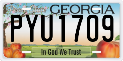 GA license plate PYU1709