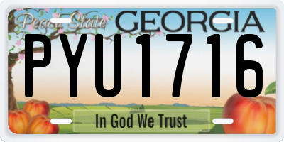 GA license plate PYU1716