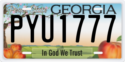 GA license plate PYU1777