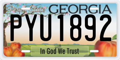 GA license plate PYU1892
