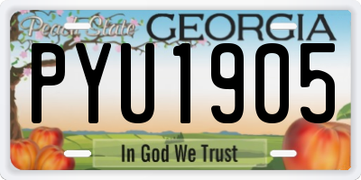 GA license plate PYU1905