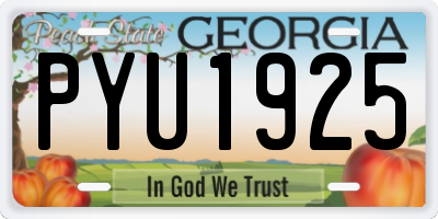 GA license plate PYU1925
