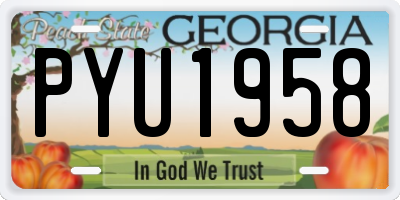 GA license plate PYU1958