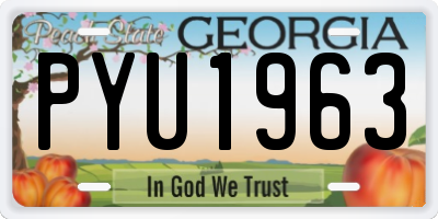 GA license plate PYU1963