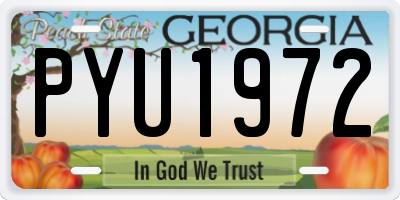 GA license plate PYU1972