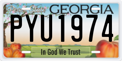 GA license plate PYU1974