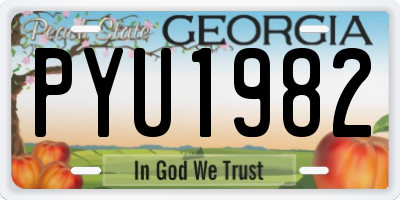 GA license plate PYU1982
