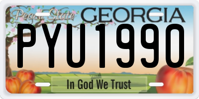 GA license plate PYU1990