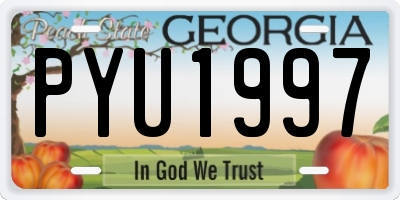 GA license plate PYU1997